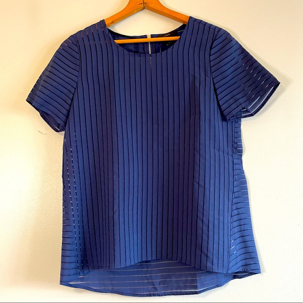 Jcrew Shirt Dressy Navy Blue Zipper 8